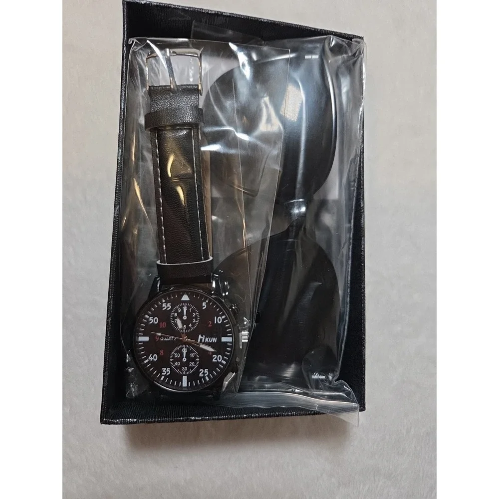 3piece Mens Gift Set Quartz Watch, Sunglasses Wallet Holiday Anniversary Present